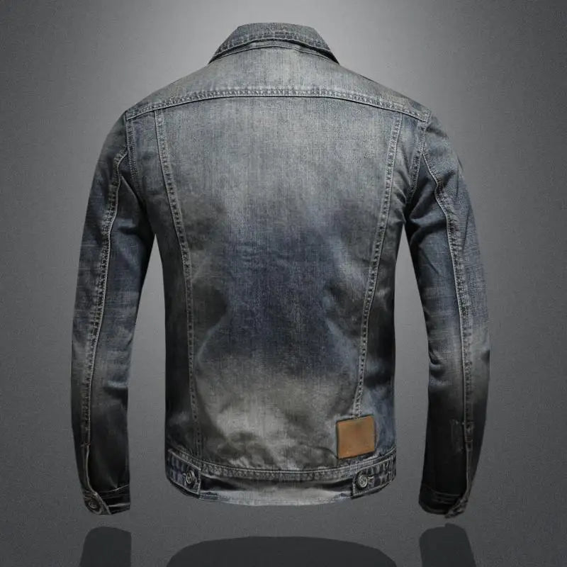 Dennis - Men's Retro Washed Denim Jacket with Vintage Finish