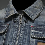 Dennis - Men's Retro Washed Denim Jacket with Vintage Finish