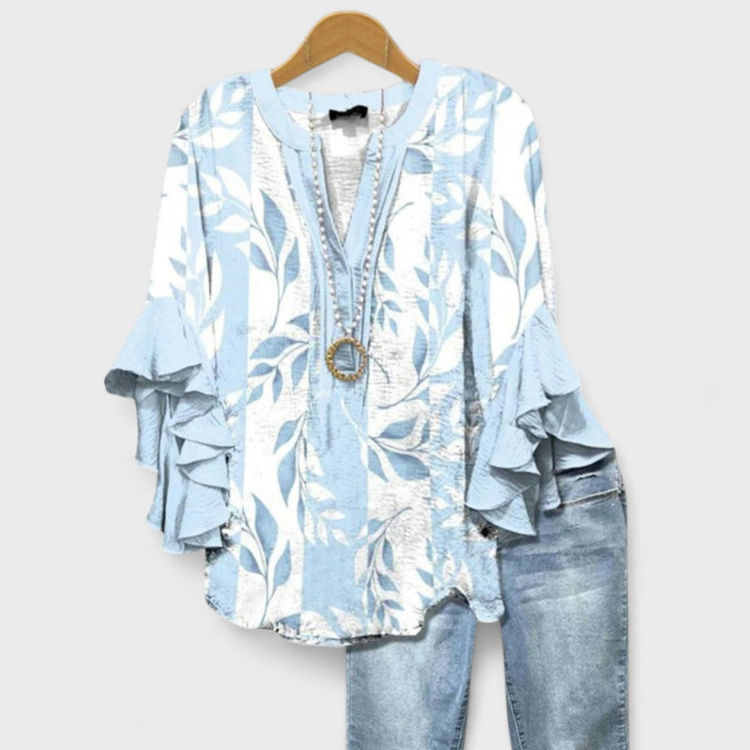 Dervla - Women's Lightweight Crease-Resistant Blouse - Light Blue