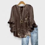 Dervla - Women's Lightweight Crease-Resistant Blouse - Brown