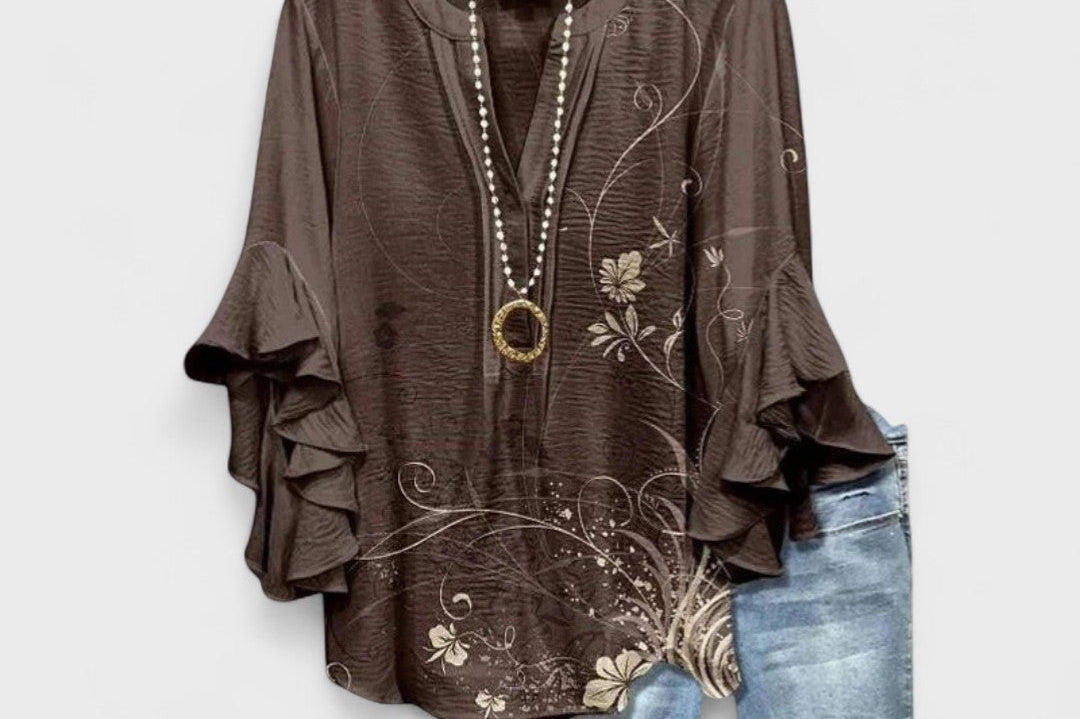 Dervla - Women's Lightweight Crease-Resistant Blouse - Brown