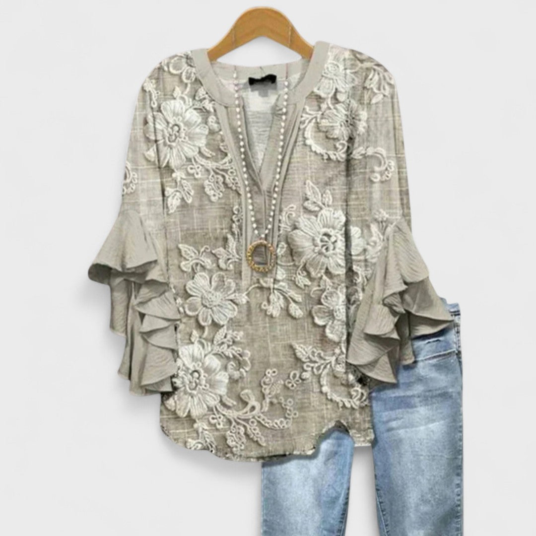 Dervla - Women's Lightweight Crease-Resistant Blouse - Grey