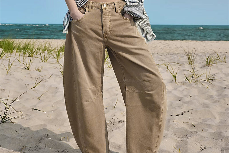 Women's Barrel-Leg Denim Jeans | Relaxed High-Waist Pocket Pants