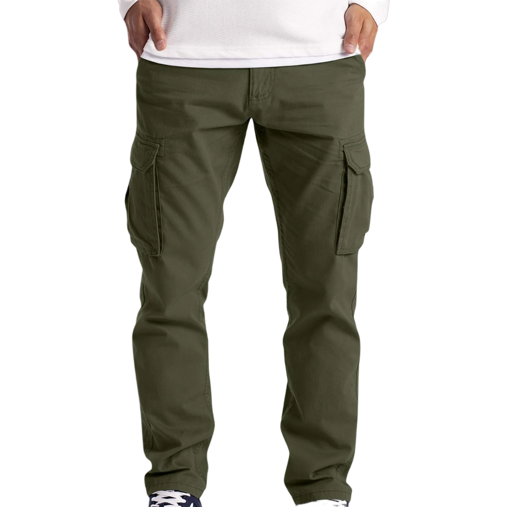 Donald - Men's Slim Fit Cargo Pants with Flat Pockets - Green