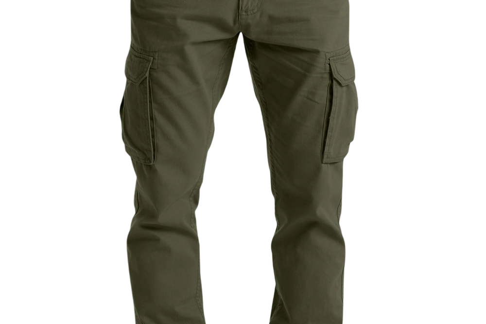 Donald - Men's Slim Fit Cargo Pants with Flat Pockets - Green