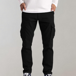 Donald - Men's Slim Fit Cargo Pants with Flat Pockets - Black