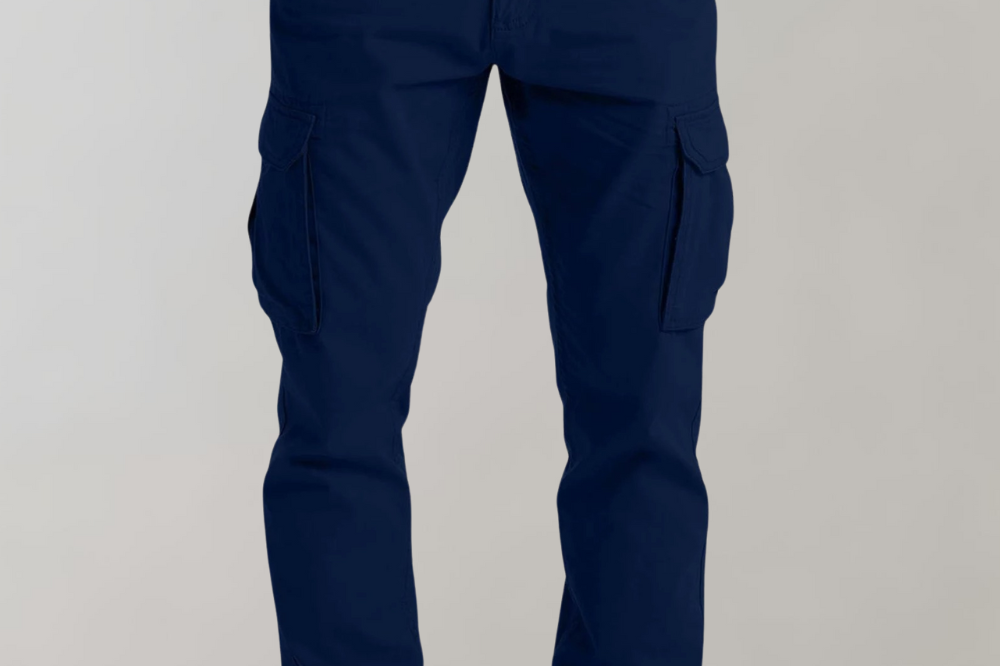 Donald - Men's Slim Fit Cargo Pants with Flat Pockets - Blue