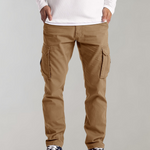 Donald - Men's Slim Fit Cargo Pants with Flat Pockets - Khaki