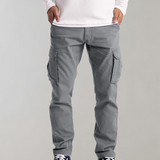 Donald - Men's Slim Fit Cargo Pants with Flat Pockets - Light Gray