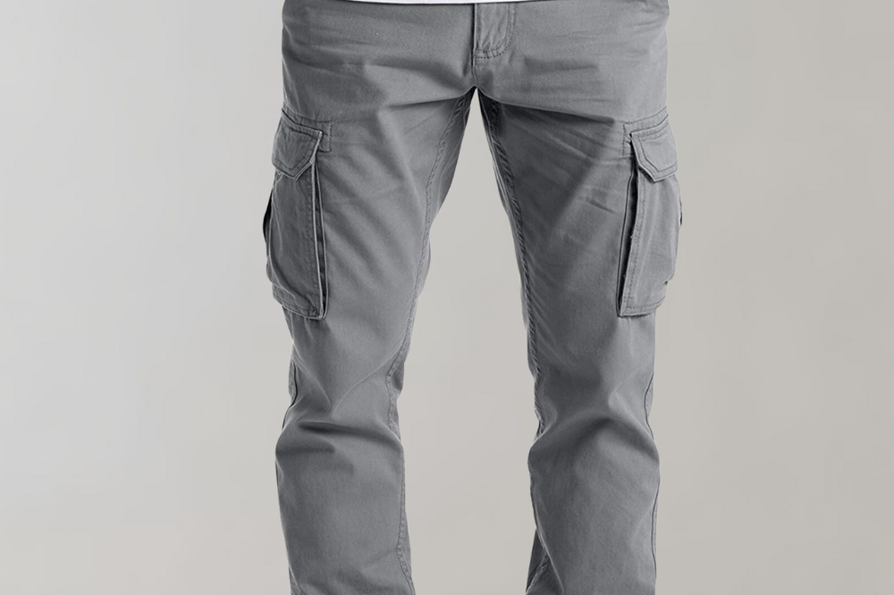 Donald - Men's Slim Fit Cargo Pants with Flat Pockets - Light Gray