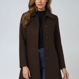 Donna - Women's Single-Breasted Trench Coat with Button Front - Brown