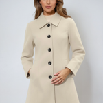 Donna - Women's Single-Breasted Trench Coat with Button Front - Beige