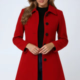 Donna - Women's Single-Breasted Trench Coat with Button Front - Red