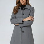 Donna - Women's Single-Breasted Trench Coat with Button Front - Gray