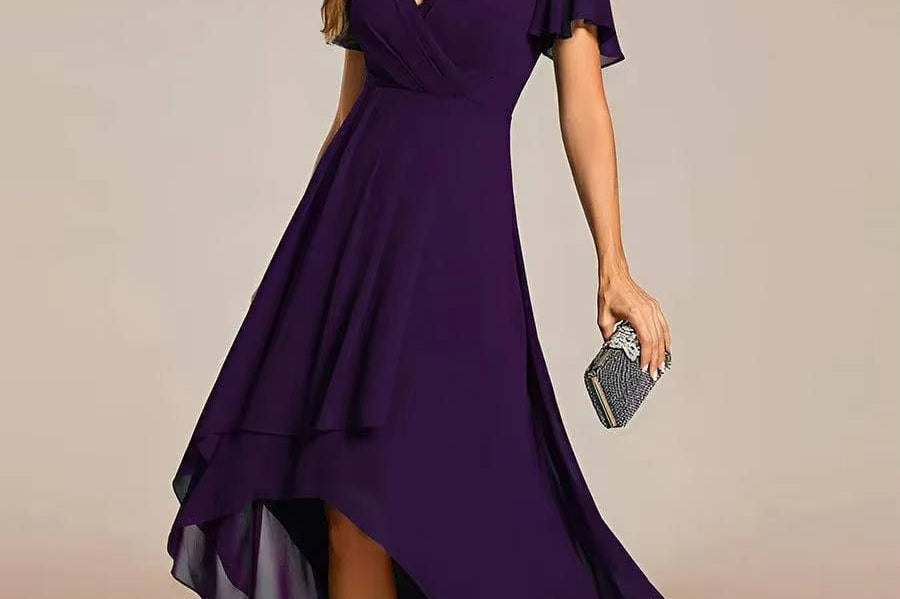 Women's V-Neck Ruffle Midi Dress | Tiered Feminine Occasion Dress