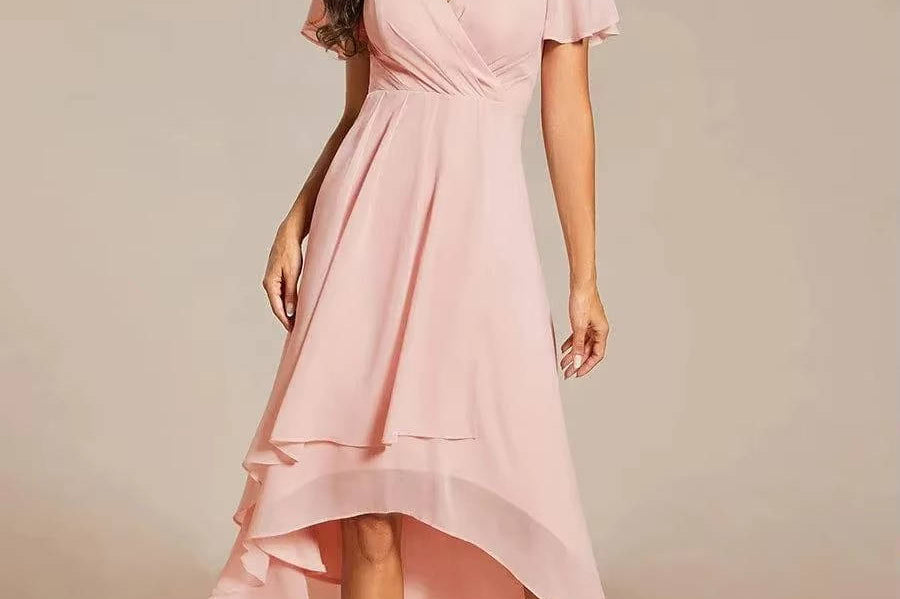 Women's V-Neck Ruffle Midi Dress | Tiered Feminine Occasion Dress