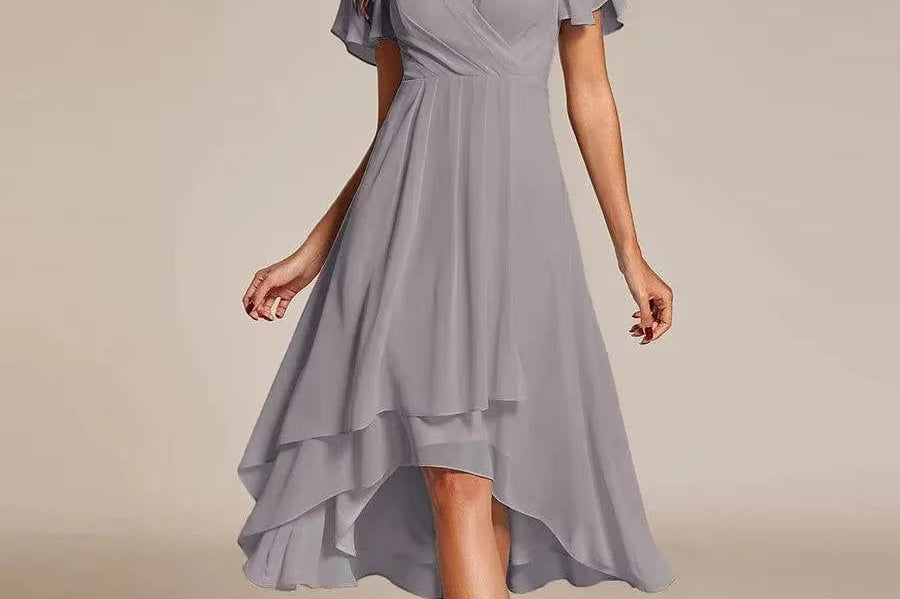 Women's V-Neck Ruffle Midi Dress | Tiered Feminine Occasion Dress