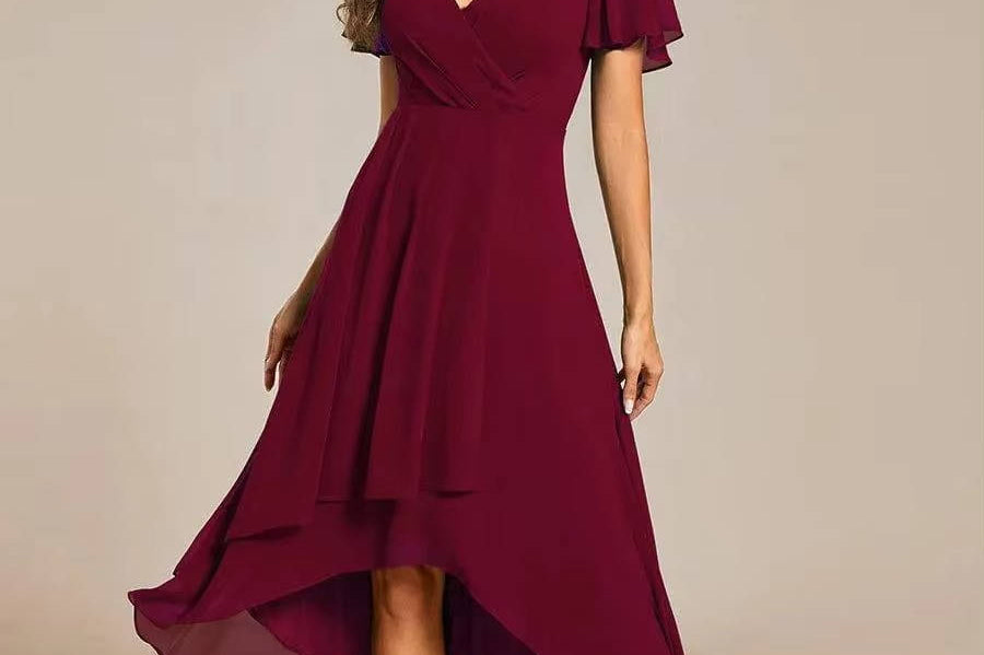 Women's V-Neck Ruffle Midi Dress | Tiered Feminine Occasion Dress
