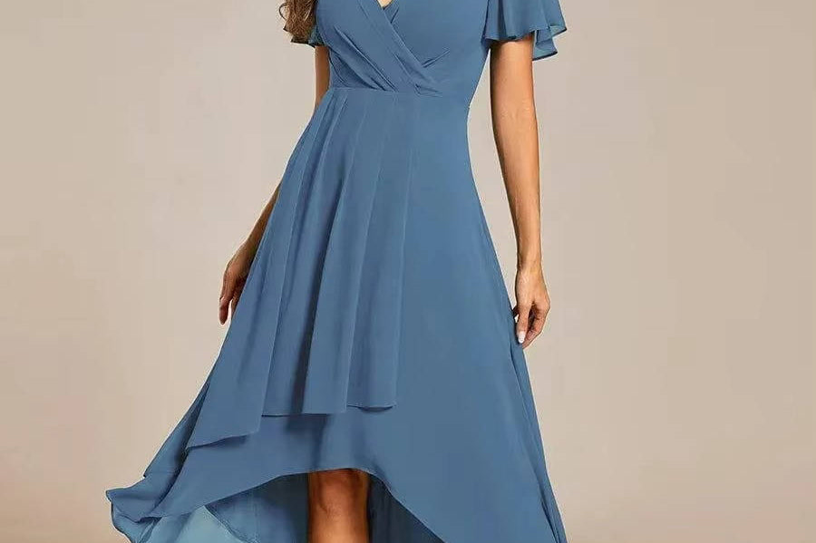 Women's V-Neck Ruffle Midi Dress | Tiered Feminine Occasion Dress