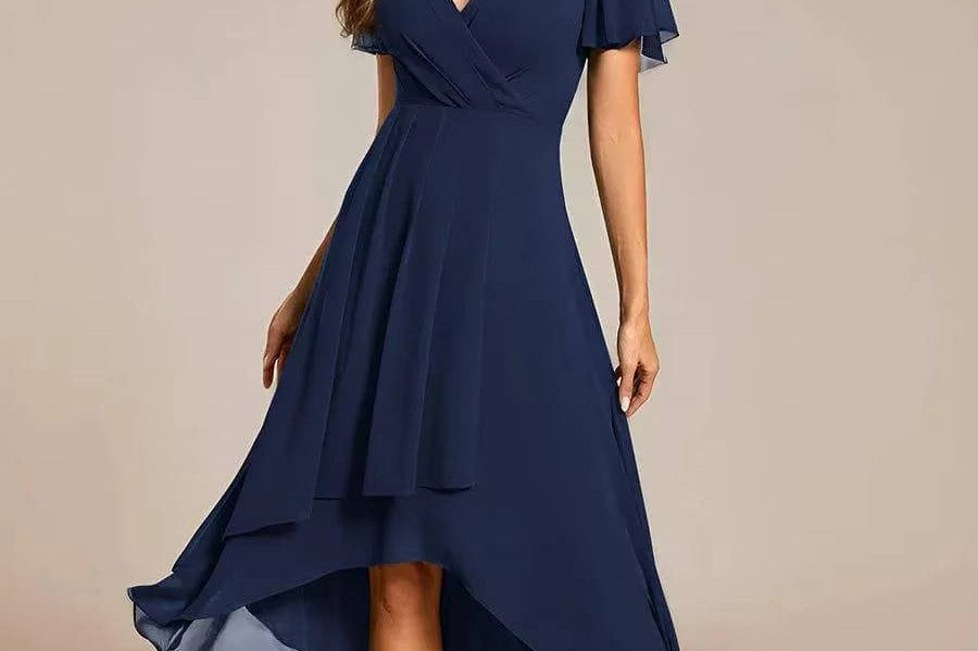 Women's V-Neck Ruffle Midi Dress | Tiered Feminine Occasion Dress