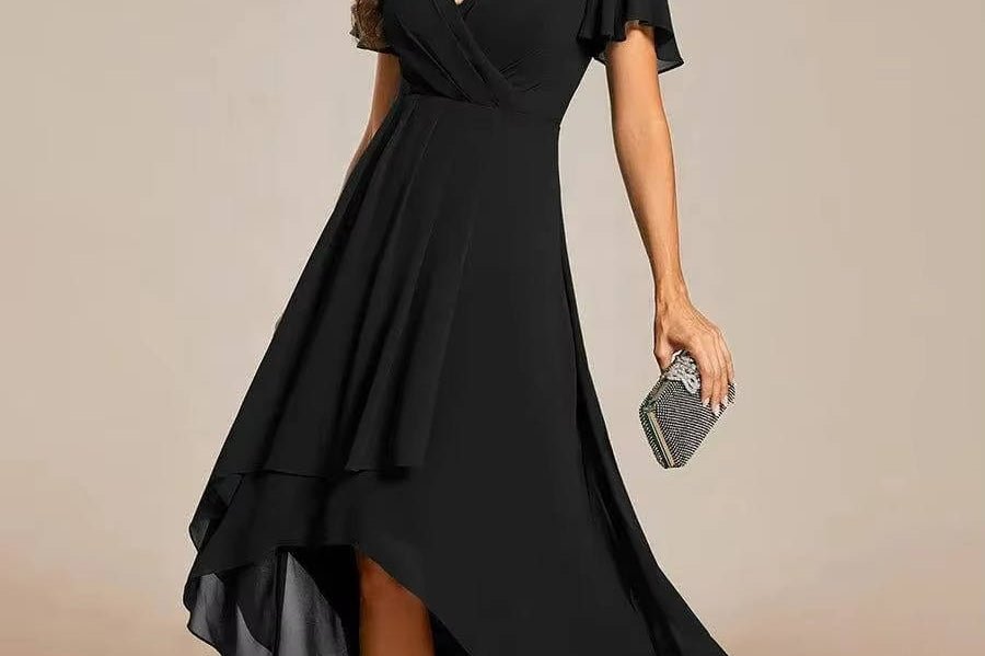 Women's V-Neck Ruffle Midi Dress | Tiered Feminine Occasion Dress
