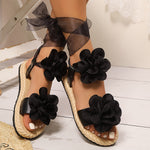 Floral Bow Ankle-Strap Sandals top view