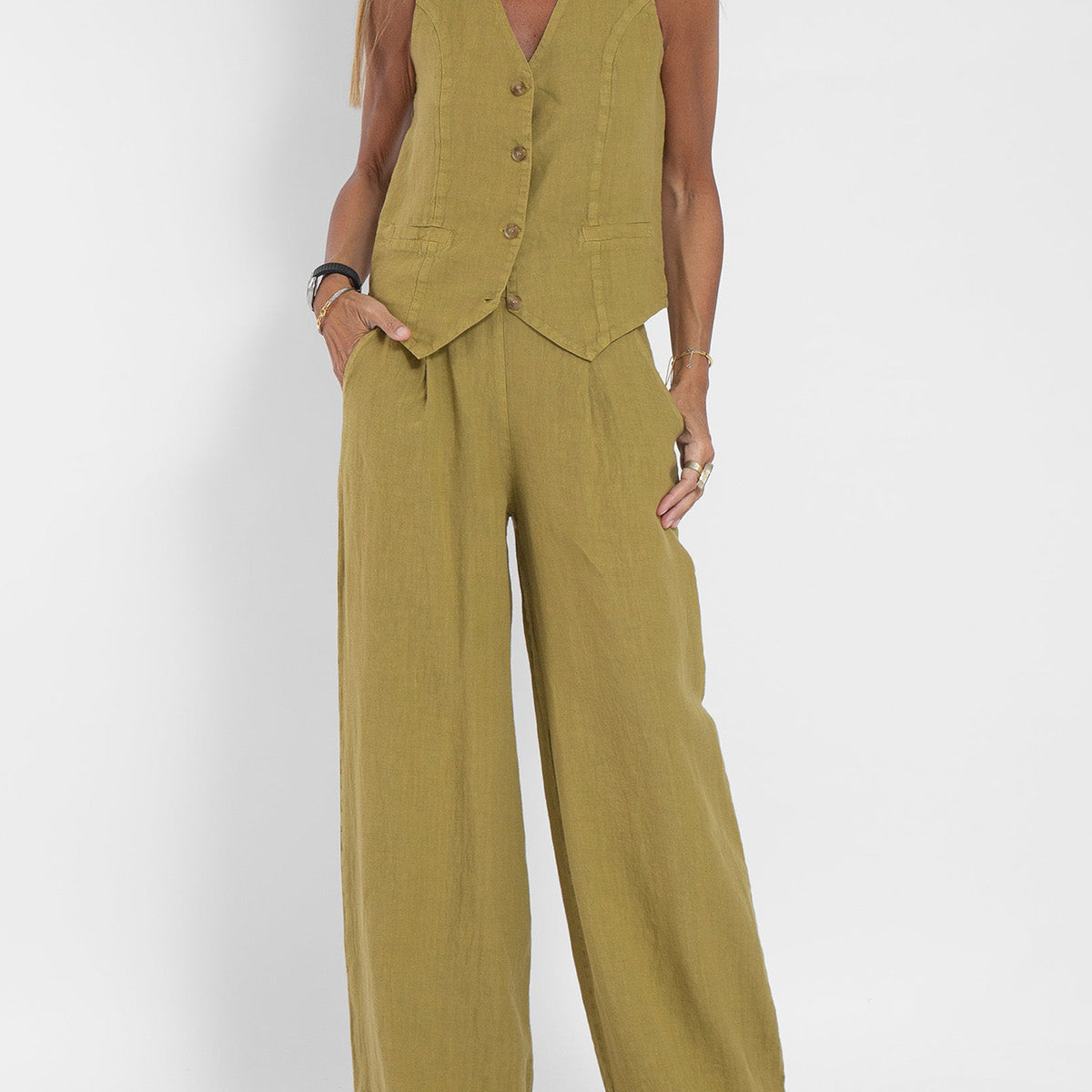 Women's Sleeveless Vest & Wide-Leg Pants Set | Tailored Two-Piece Suit