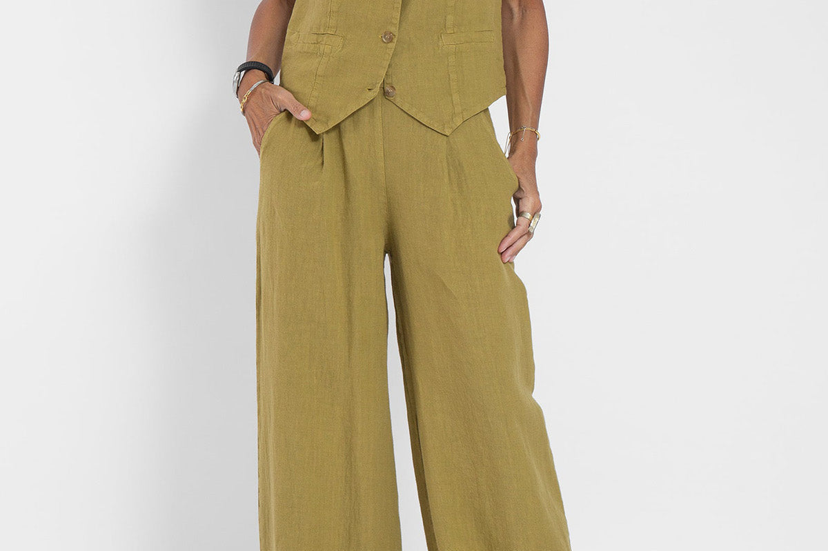 Women's Sleeveless Vest & Wide-Leg Pants Set | Tailored Two-Piece Suit