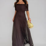Eirlys - Women's Mesh Overlay Maxi Wedding Guest Dress