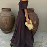 Eirlys - Women's Mesh Overlay Maxi Wedding Guest Dress