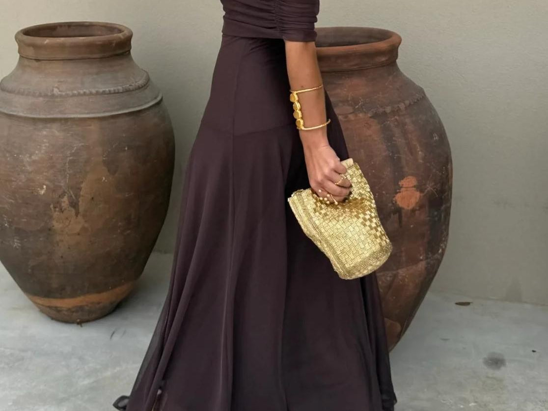 Eirlys - Women's Mesh Overlay Maxi Wedding Guest Dress