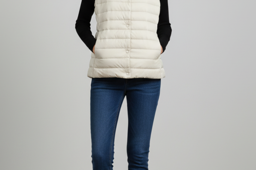 Eithne - Women's Ultra-Light Packable Down Vest - Apricot