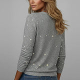 Eleanora - Women's Sequin V-Neck Long Sleeve Sweater