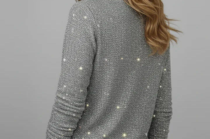 Eleanora - Women's Sequin V-Neck Long Sleeve Sweater