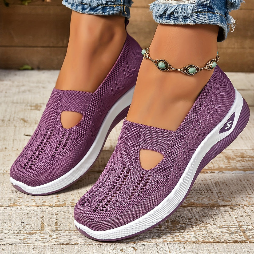 Elestren - Women's Slip-On Casual Sneakers with Supportive Sole - Purple