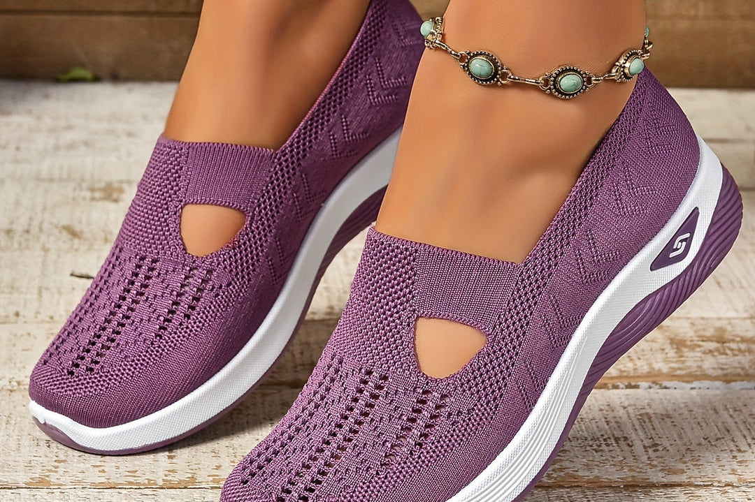 Elestren - Women's Slip-On Casual Sneakers with Supportive Sole - Purple