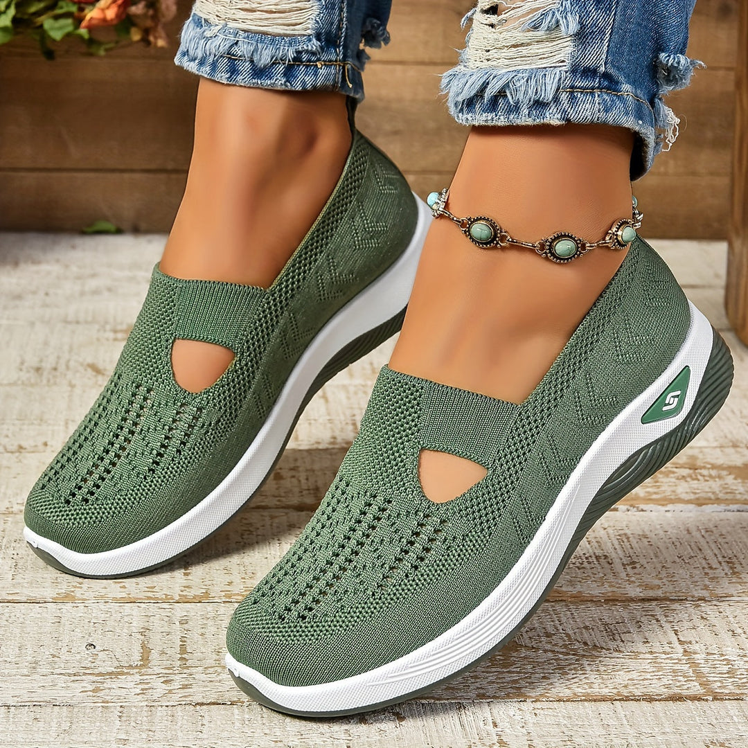 Elestren - Women's Slip-On Casual Sneakers with Supportive Sole - Green