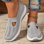 Elestren - Women's Slip-On Casual Sneakers with Supportive Sole - Grey