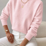 Elina - Women's Ribbed Roll Neck Sweater - Light Pink