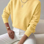 Elina - Women's Ribbed Roll Neck Sweater - Yellow
