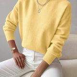Elina - Women's Ribbed Roll Neck Sweater - Yellow
