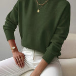 Elina - Women's Ribbed Roll Neck Sweater - Green