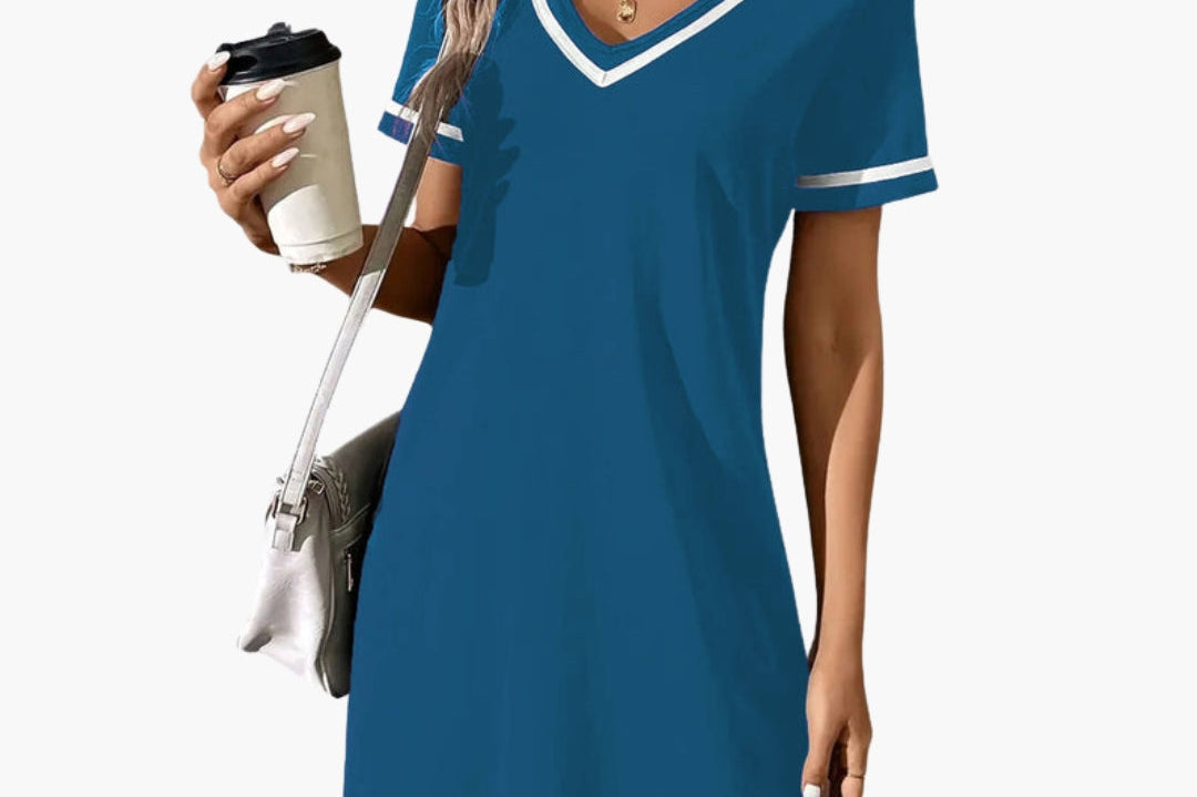 Elizabeth - Women's Flowing V-Neck Mini Dress
