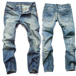 Elliot - Men's Ripped Slim Fit Jeans with Faded Wash - Blue