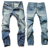 Elliot - Men's Ripped Slim Fit Jeans with Faded Wash - Blue