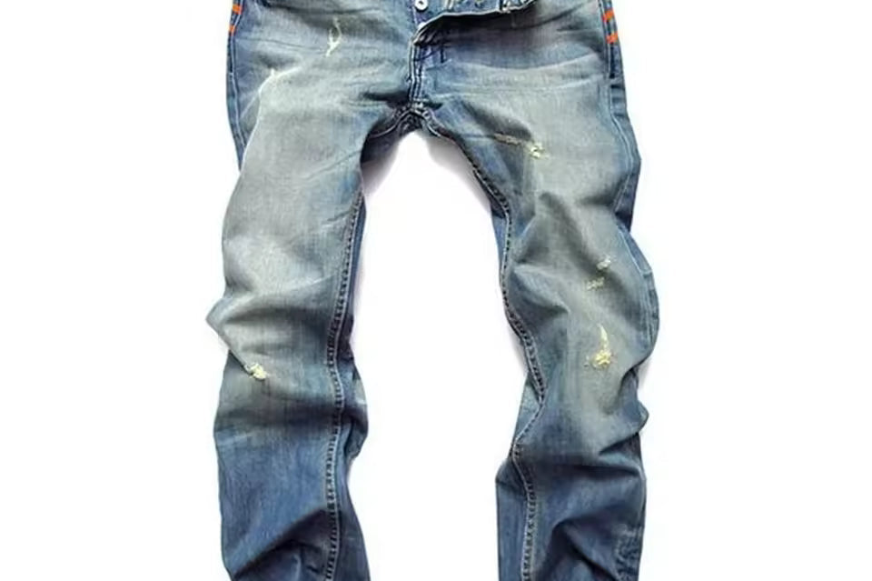 Elliot - Men's Ripped Slim Fit Jeans with Faded Wash