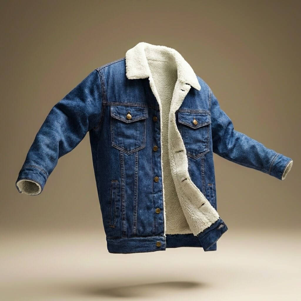 Elliott - Men's Shearling-Lined Denim Jacket in Organic Cotton - Dark Blue