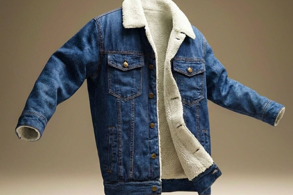 Elliott - Men's Shearling-Lined Denim Jacket in Organic Cotton - Dark Blue