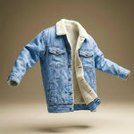 Elliott - Men's Shearling-Lined Denim Jacket in Organic Cotton - Light Blue