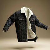 Elliott - Men's Shearling-Lined Denim Jacket in Organic Cotton - Slate Gray